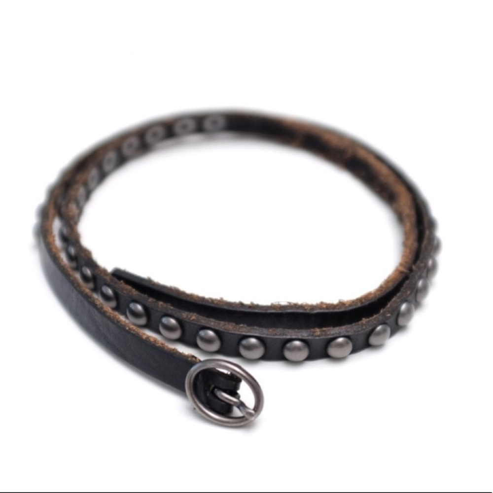 Skinny Studded Leather Belt